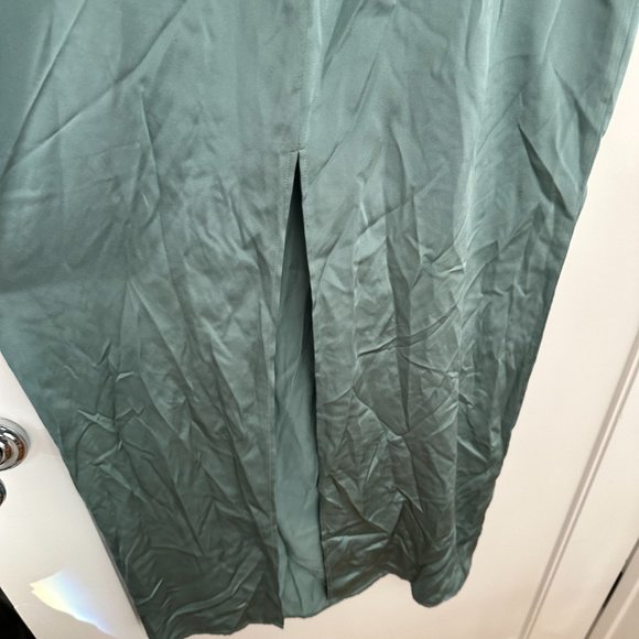 Reformation Frankie Sleeveless Maxi Silk Dress Verdigris Center Back Slit 6 - Picture 9 of 9